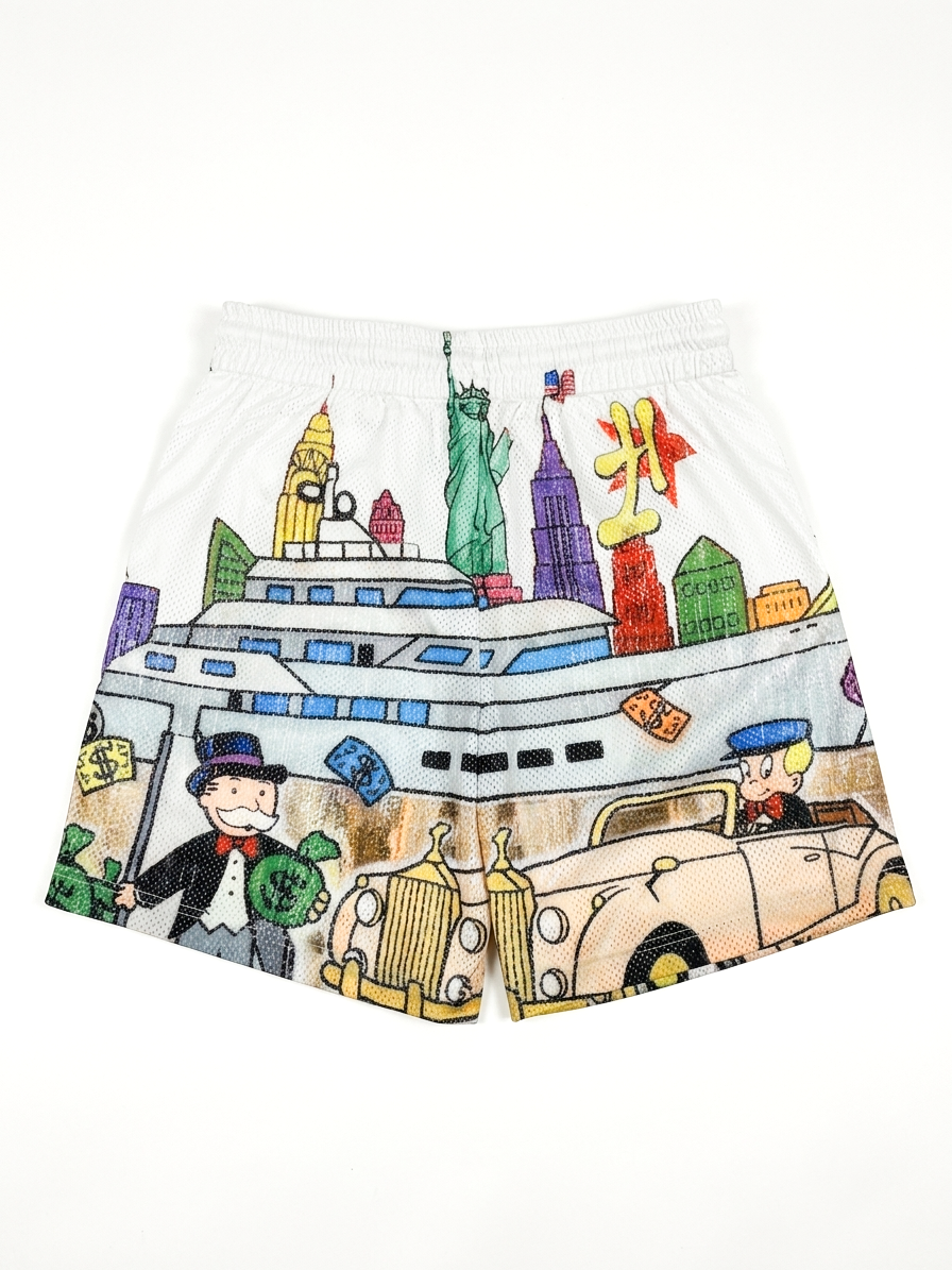 Monopoly White Mesh Shorts