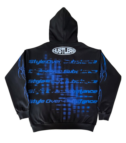 Futuristic Y2K Zip Up Hoodie - Oversized Streetwear