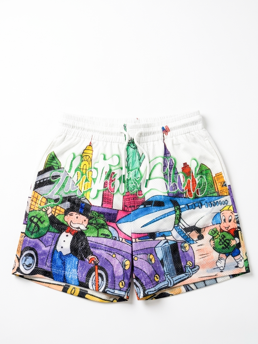 Monopoly White Mesh Shorts