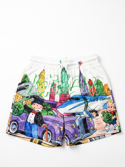 Monopoly White Mesh Shorts