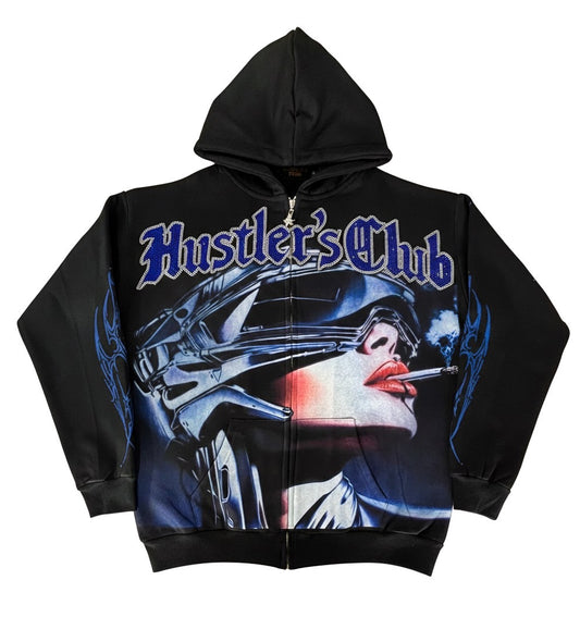 Futuristic Y2K Zip Up Hoodie - Oversized Streetwear